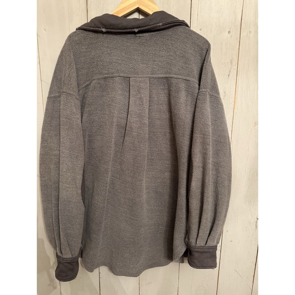 Free People Ruby Jacket M Shirt Shacket Grey Distressed Oversized Button Up - Picture 9 of 10